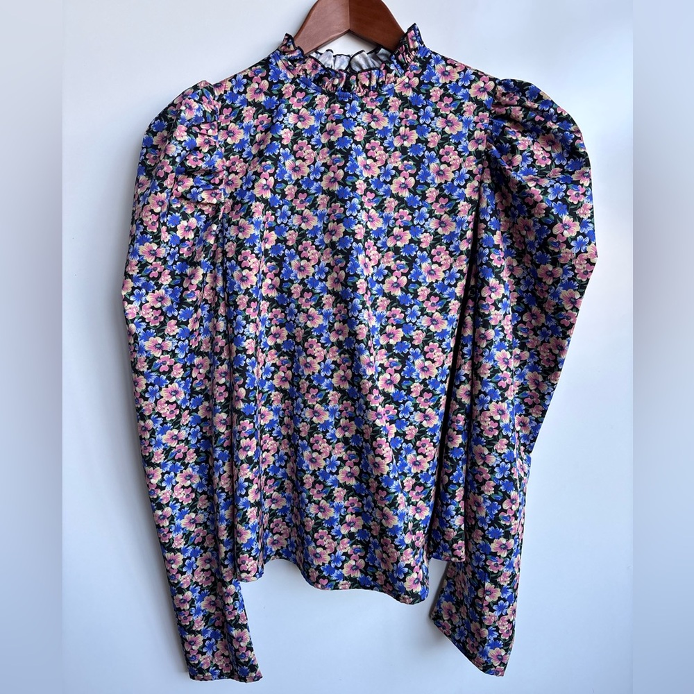 Multicolor Floral Puff Sleeve Blouse